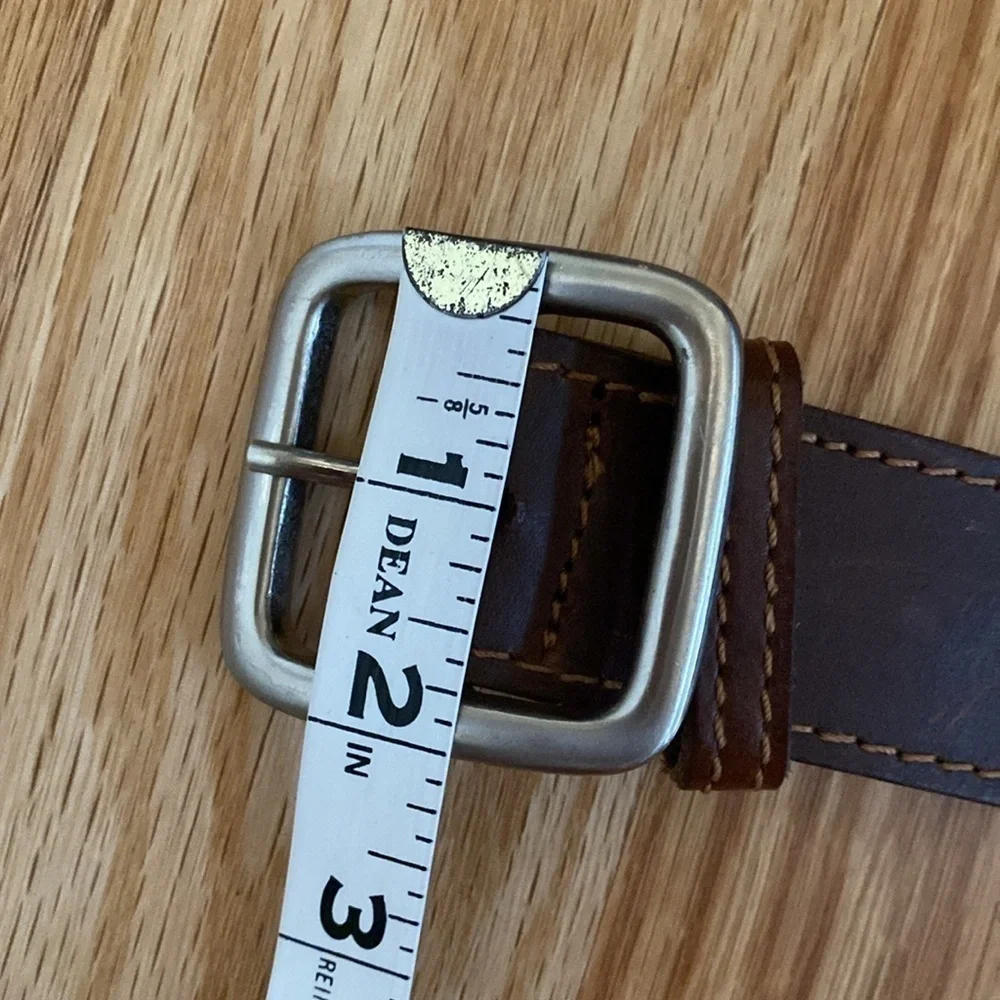 Vintage Leather Belt Brown Men's 45’ grommet holes silver tone Western classic